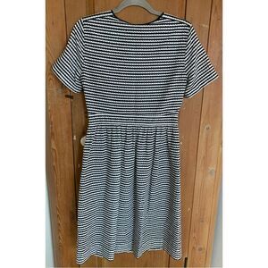 Burberry Brit black and white striped shirt sleeve textured shift dress NWT